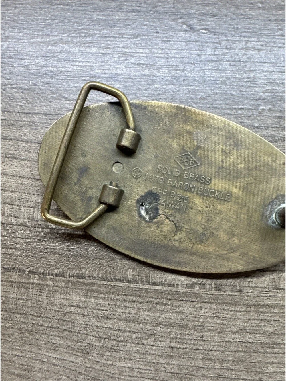 1979 Vintage Solid Brass Chevrolet Oval Belt Buckle BOWTIE CHEVY TRUCK CAR